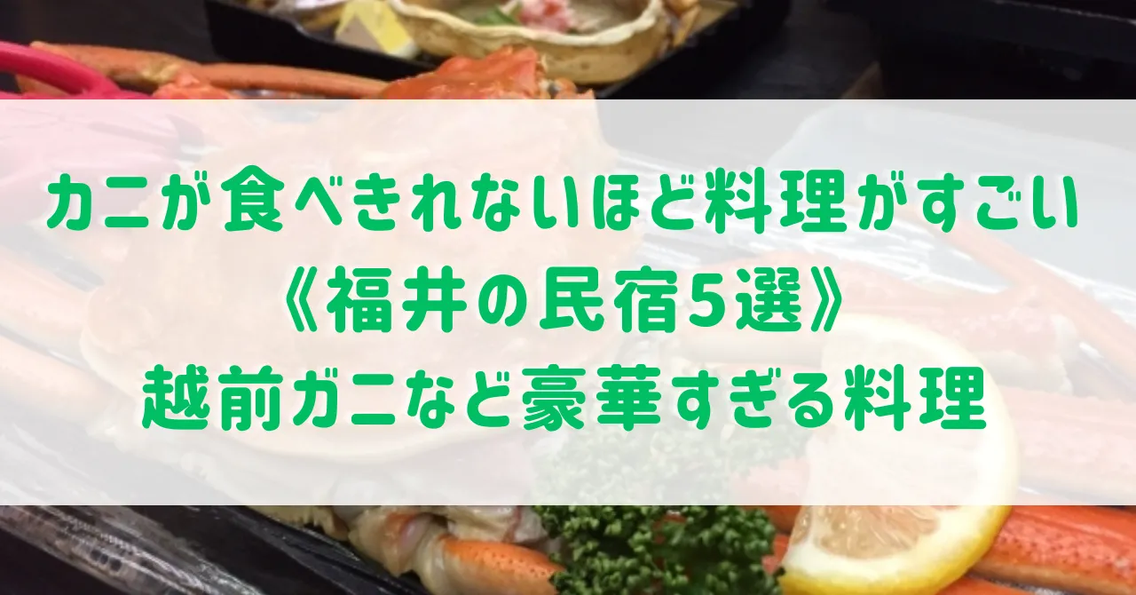 カニが食べきれないほど料理がすごい民宿《福井5選》越前ガニや海鮮舟盛りなど豪華すぎる料理が楽しめる温泉宿